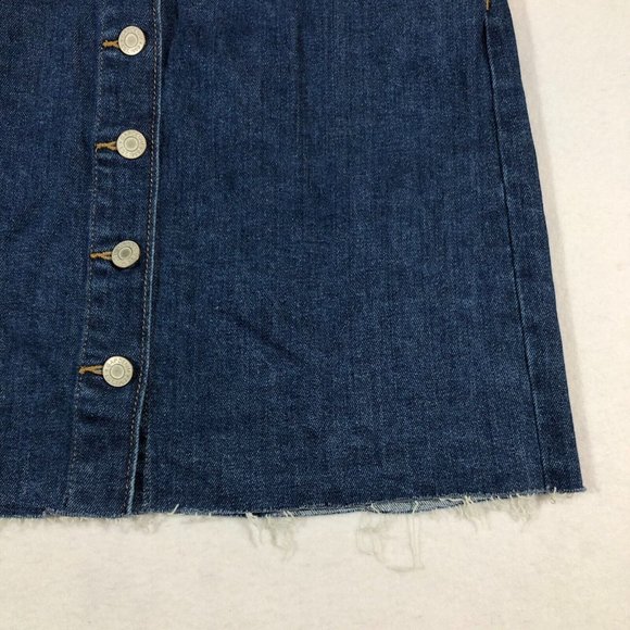 NEW Gap Womens 4 Button Front Mini Denim Jean Skirt Raw Hem #496473-00 NWT $60 - Picture 3 of 11